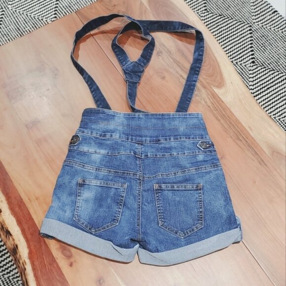 Vintage Y2K Retro High Rise Overall Shorts Adjustable straps - Picture 1 of 15